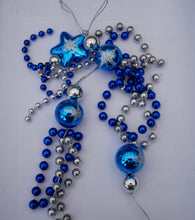Indlæs billede til gallerivisning Blå julepynt til juletræ mm