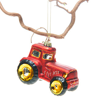 Glaspynt til juletræ traktor