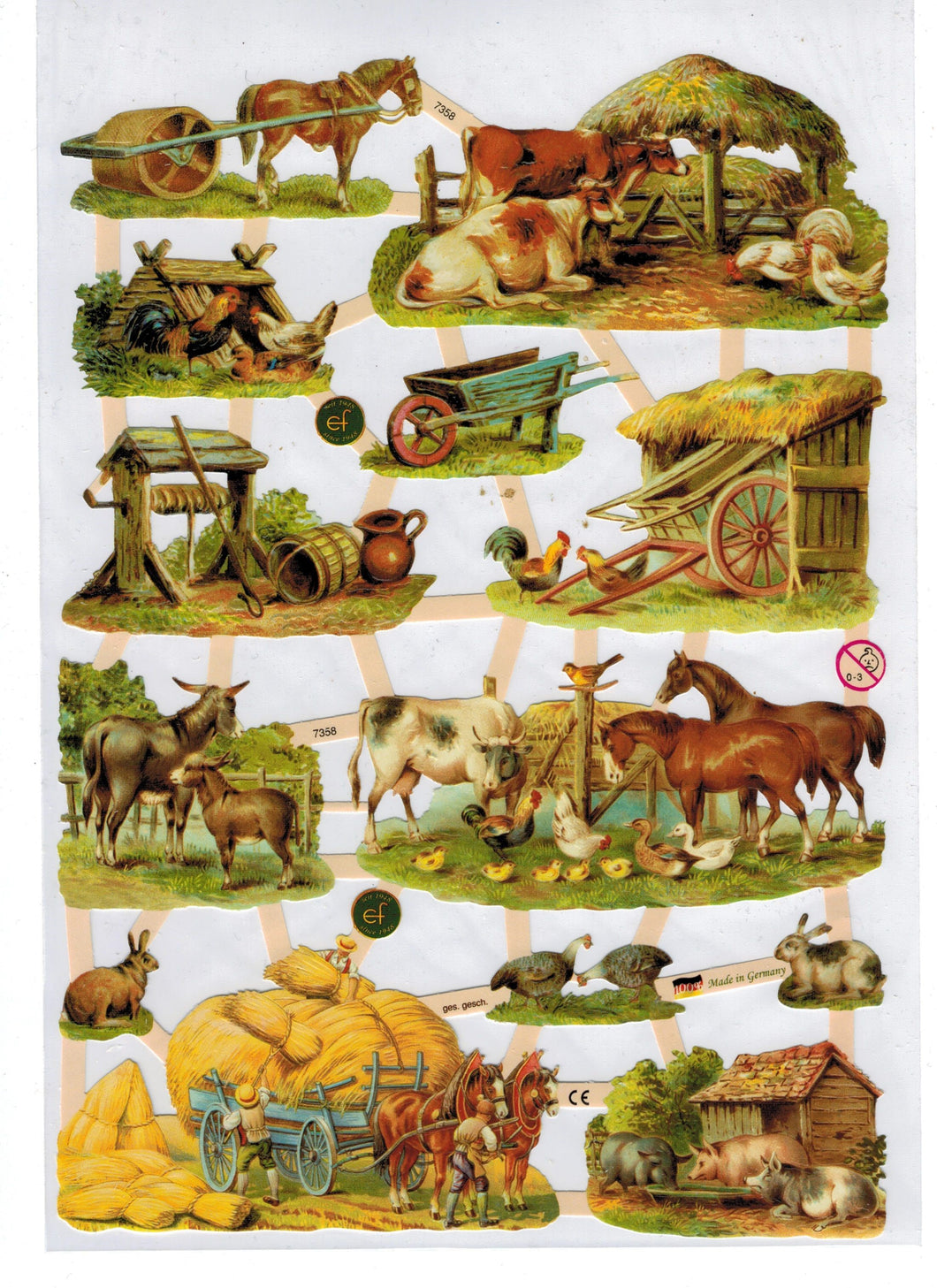 Glansbillede med bondegårdsdyr nr 7358