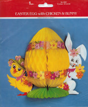 Indlæs billede til gallerivisning Påske æg med kylling og kanin med væv
