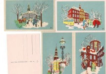 10 stk flotte jule / vinter kort tegnet Pein