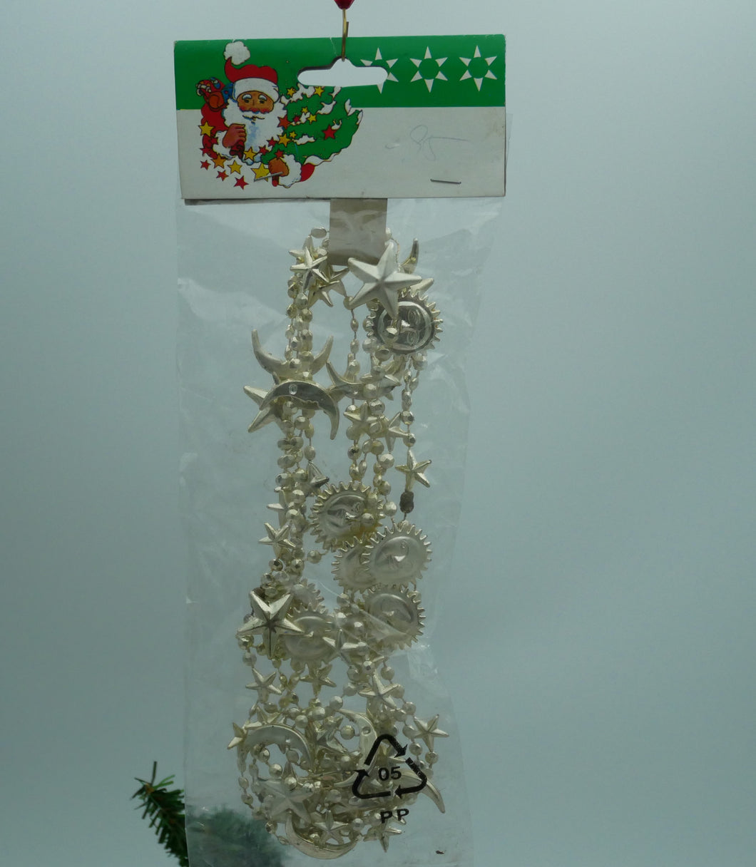 Ældre plastik guirlander julepynt med figurer eller mønster på