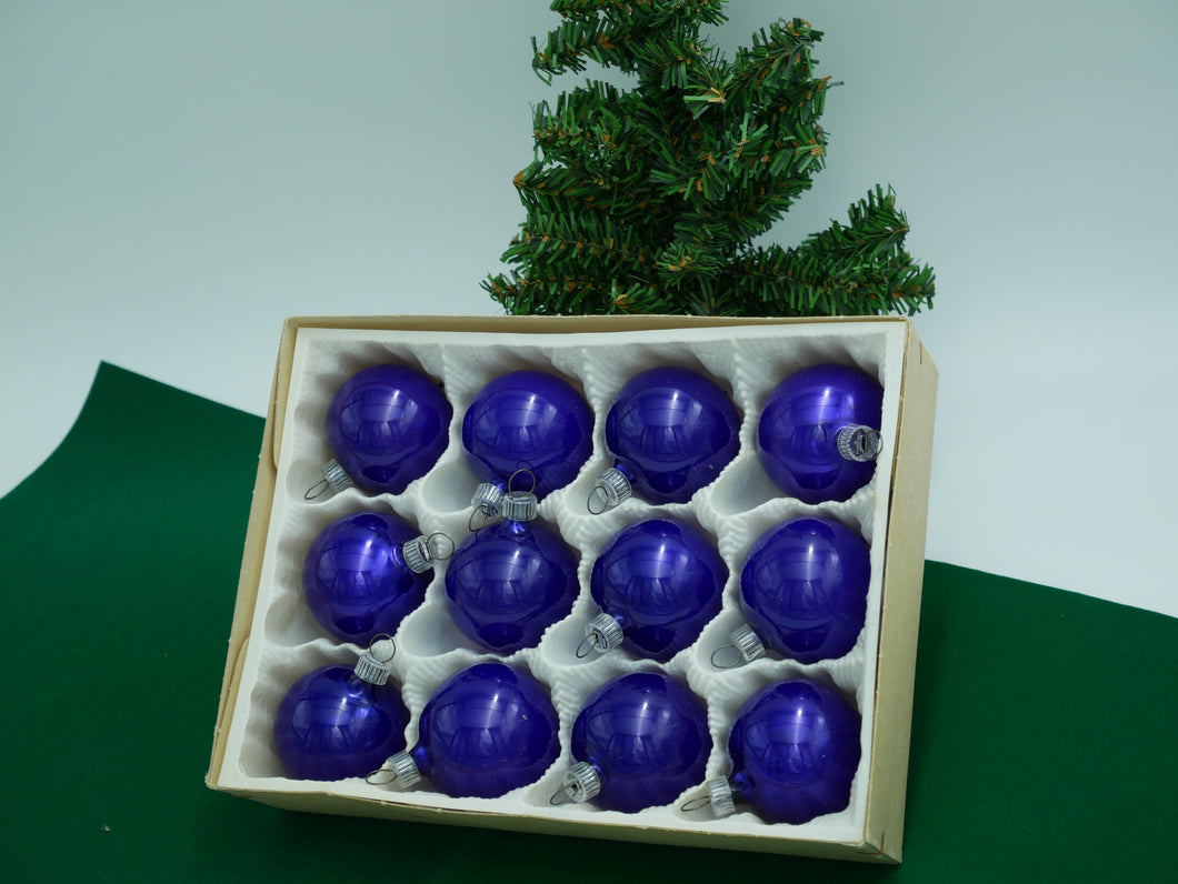 12 Blålilla julekugler
