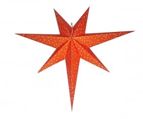 Julestjerne til lampefatning orange med hvide stjerner