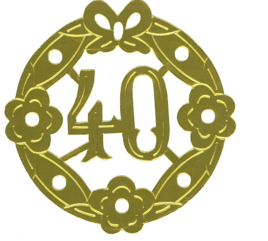 Guld krans 40 med blomster