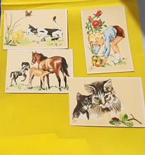 Indlæs billede til gallerivisning 4 Gammelt postkort med heste kat mm af Pein
