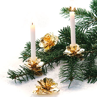 4 stk Juletræs lysholdere med clips guldfarvede
