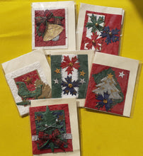 Indlæs billede til gallerivisning 5 små julekort med filt pynt juleklokke
