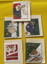 Indlæs billede til gallerivisning 5 små julekort med filt pynt julestok
