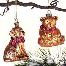 Indlæs billede til gallerivisning Hund og Bamse glaspynt til juletræet
