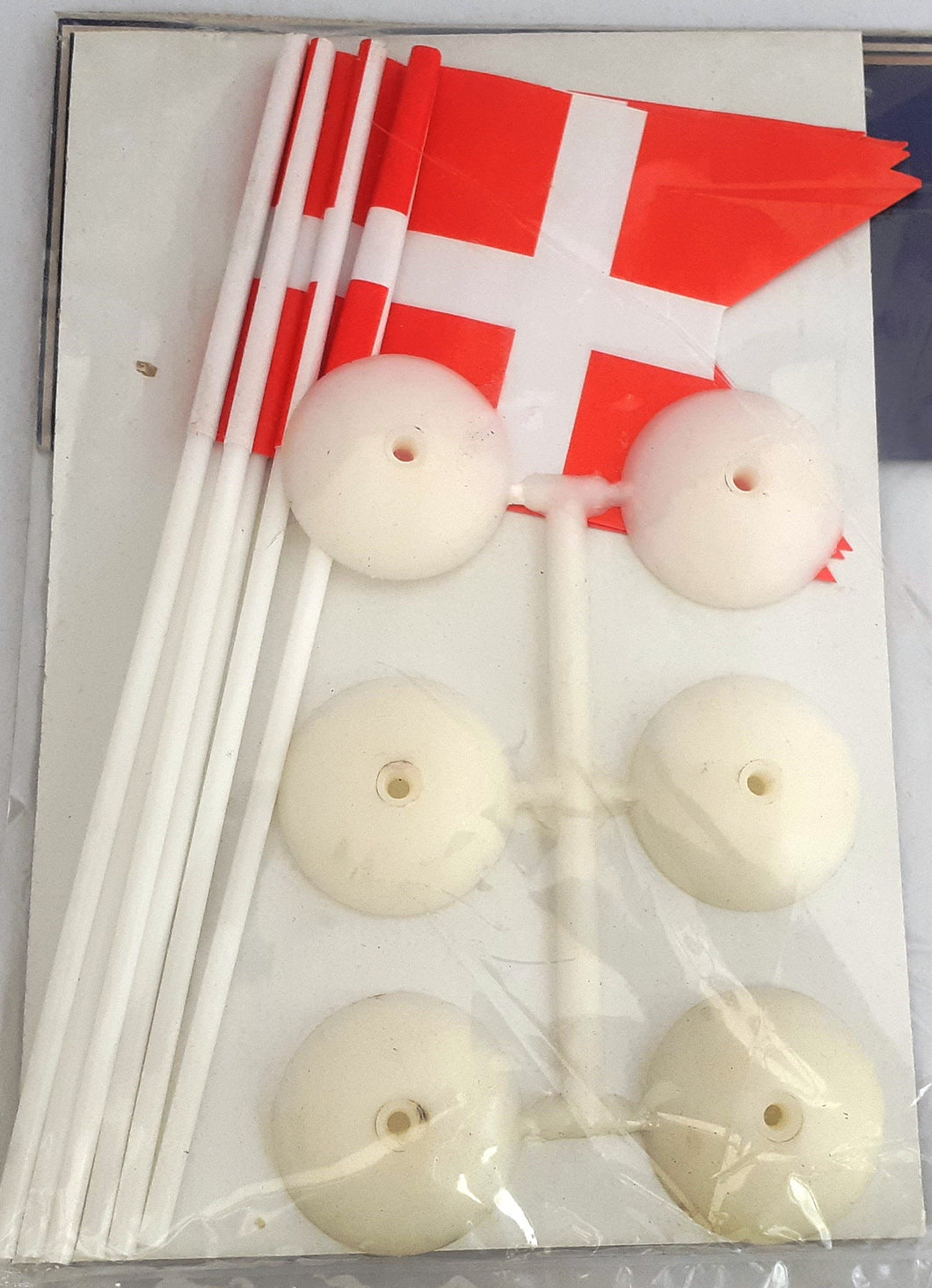 6 Danske flag på fod plastik