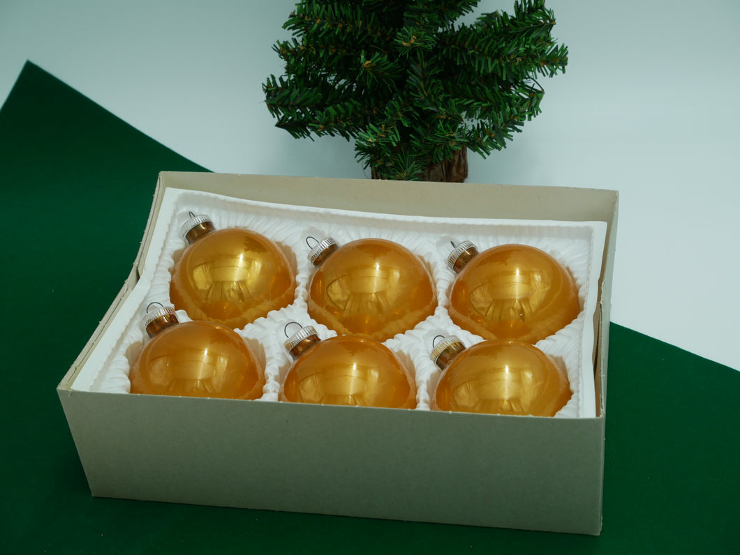 6 store gule gennemsigtige julekugler 45