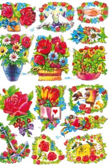 Glansbillede med blomster nr 7008