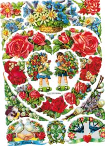 Glansbillede med blomster nr 7023