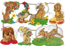 Glansbillede med hunde nr 7054