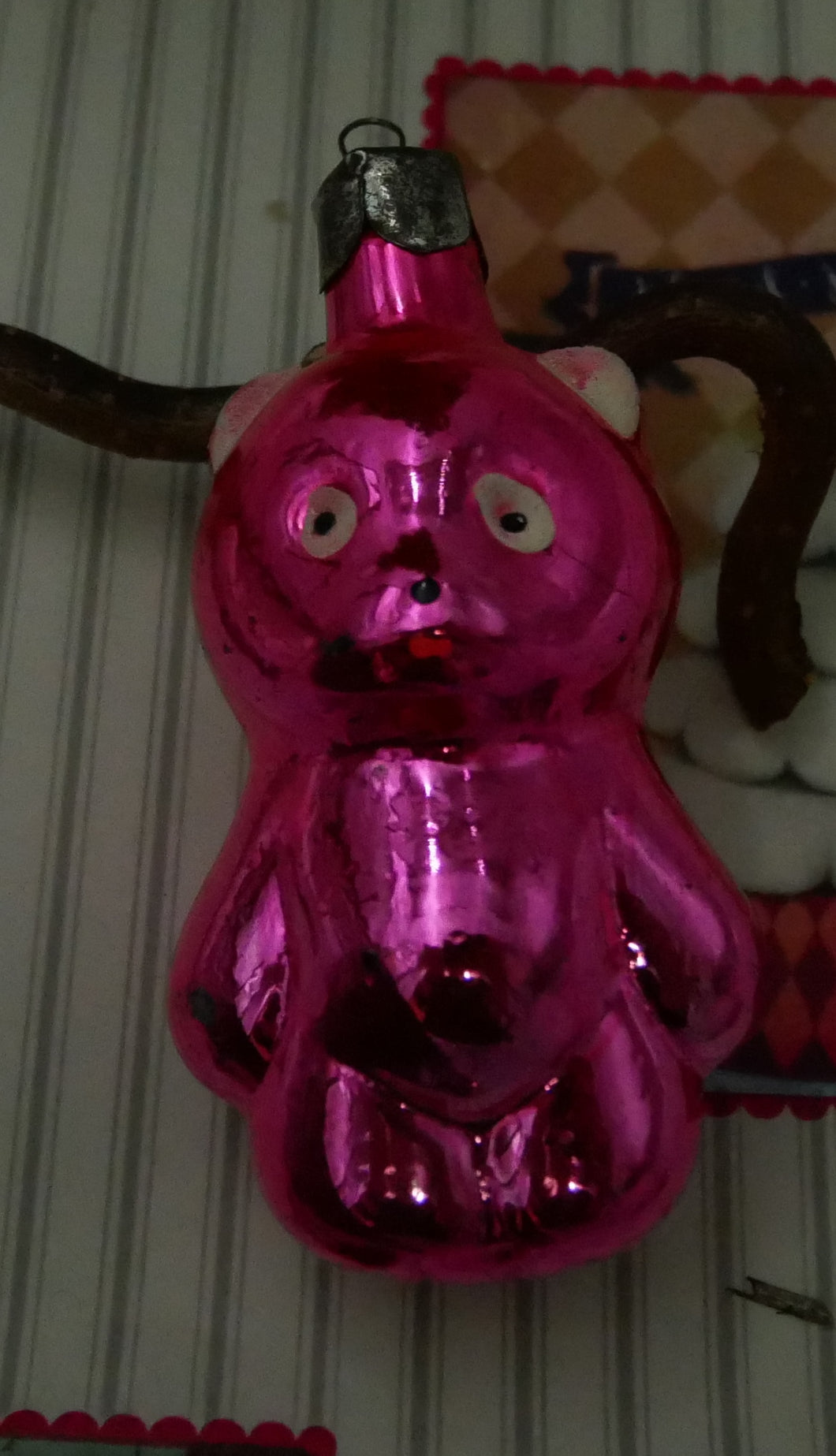 Fin gammel glaspynt lyserød bamse