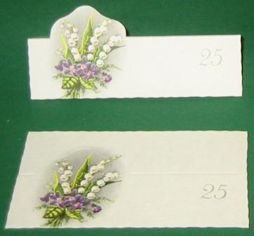 Bordkort med tallet 25 og liljekonvaller