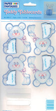 Indlæs billede til gallerivisning 4 lyseblå bamser bordkort eller bordpynt barnedåb
