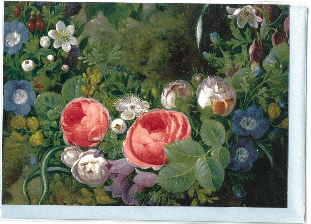 Forskellige dobbelte kort med blomstermalere på HC Andersens tid