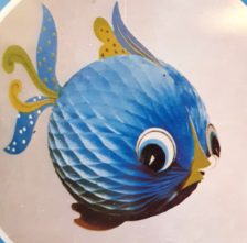 Fold ud fantasi fisk rund blå og grøn
