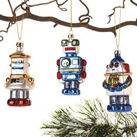 3 stk Glaspynt robotter til juletræet