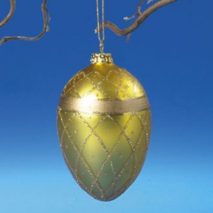 Gyldent glas æg til juletræ