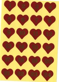 Hjerte stickers fra 1-24