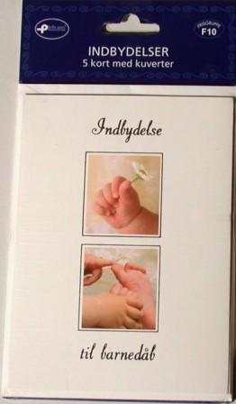 5 indbydelser med kuvert med lille hånd på.