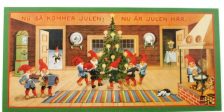 Julefrise med nisser om juletræ