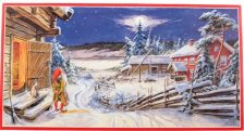Julefrise med nisse i vinterlandskab