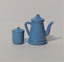 Madam blå kaffekande og dåse til dukkehus