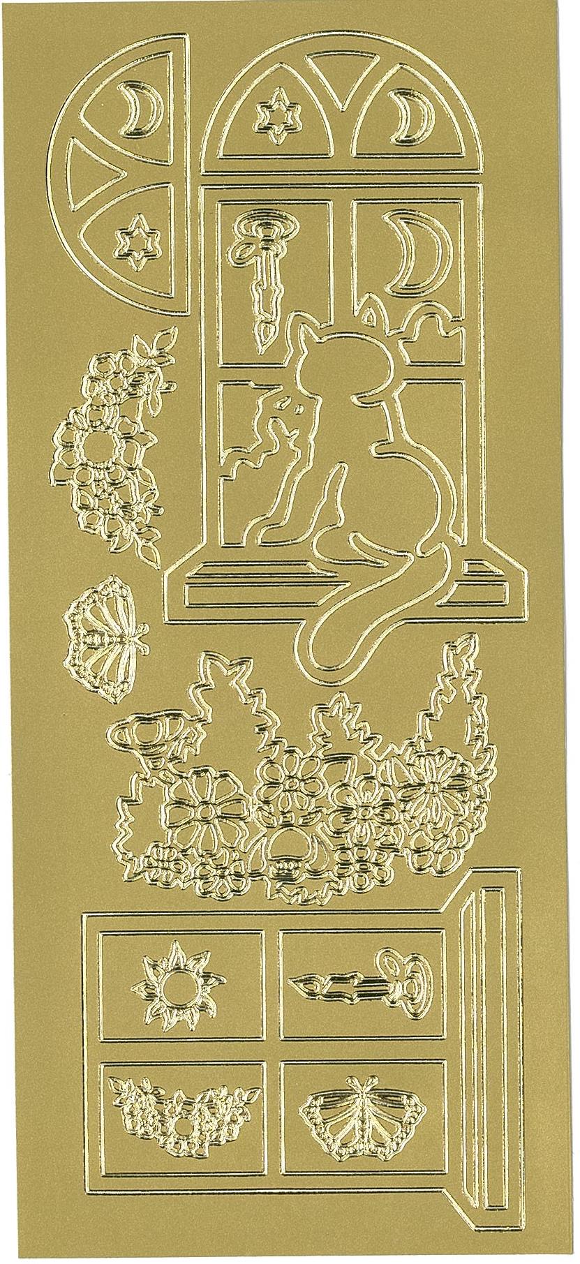 Stickers kat vindue guld