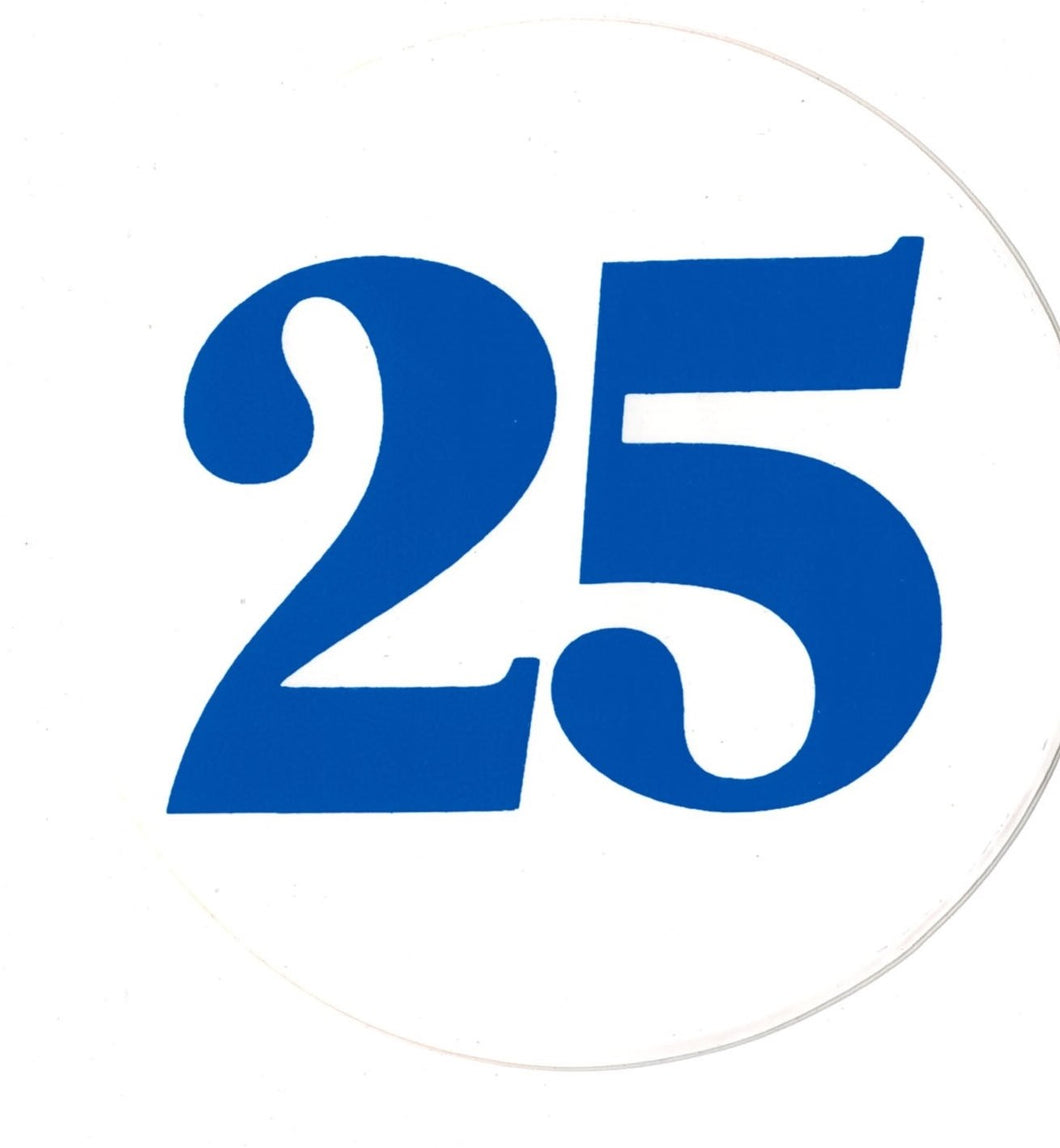 Rundt klistermærke 25 blå