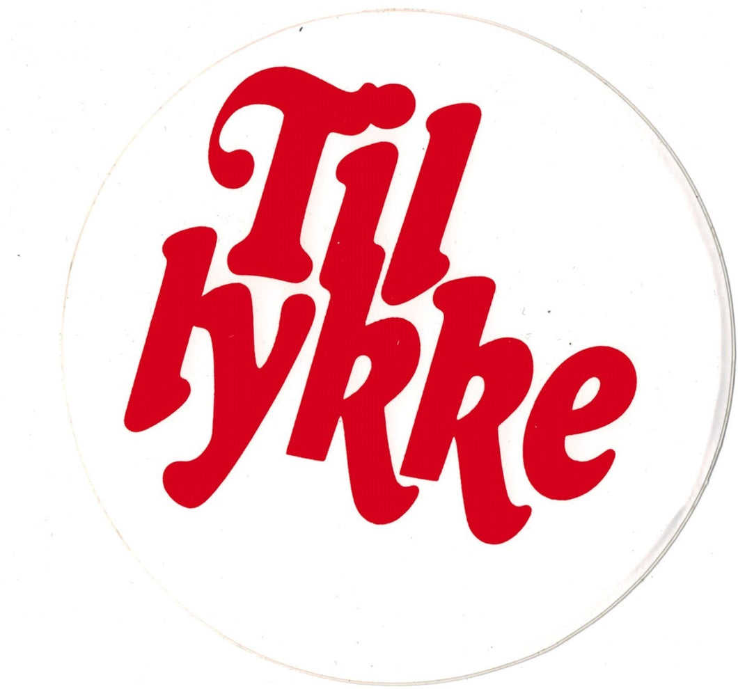 ﻿Rundt klistermærke tillykke rød