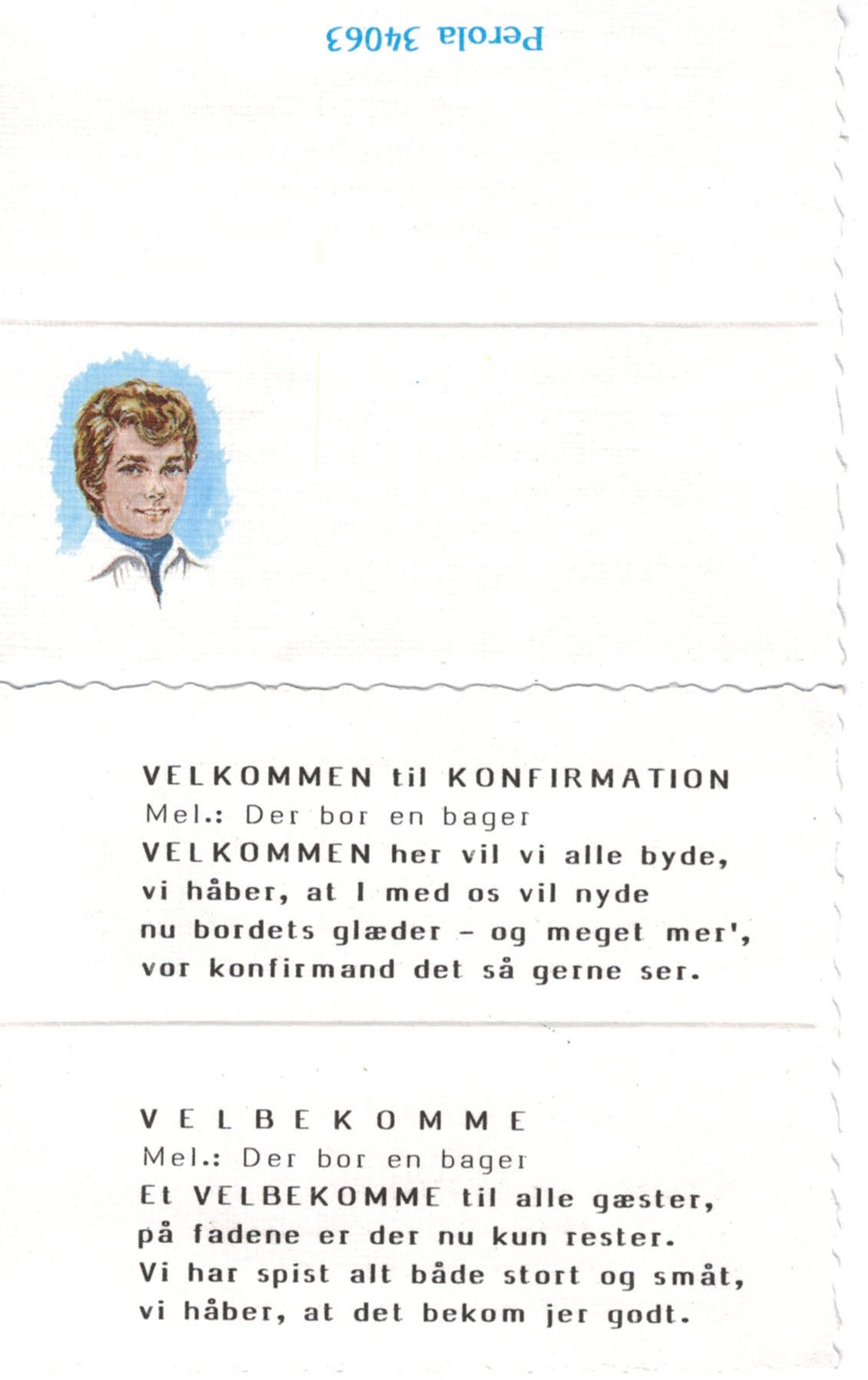 Bordkort med velkommen - velbekomme sang konfirmation dreng