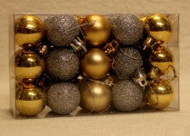 30 Julekugler plastik guld og sølvfarvede 4 cm
