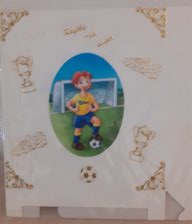 Sangskjuler æske konfirmation fodbold gul/blå