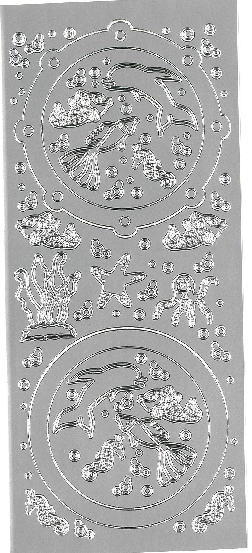Stickers søhest sølv