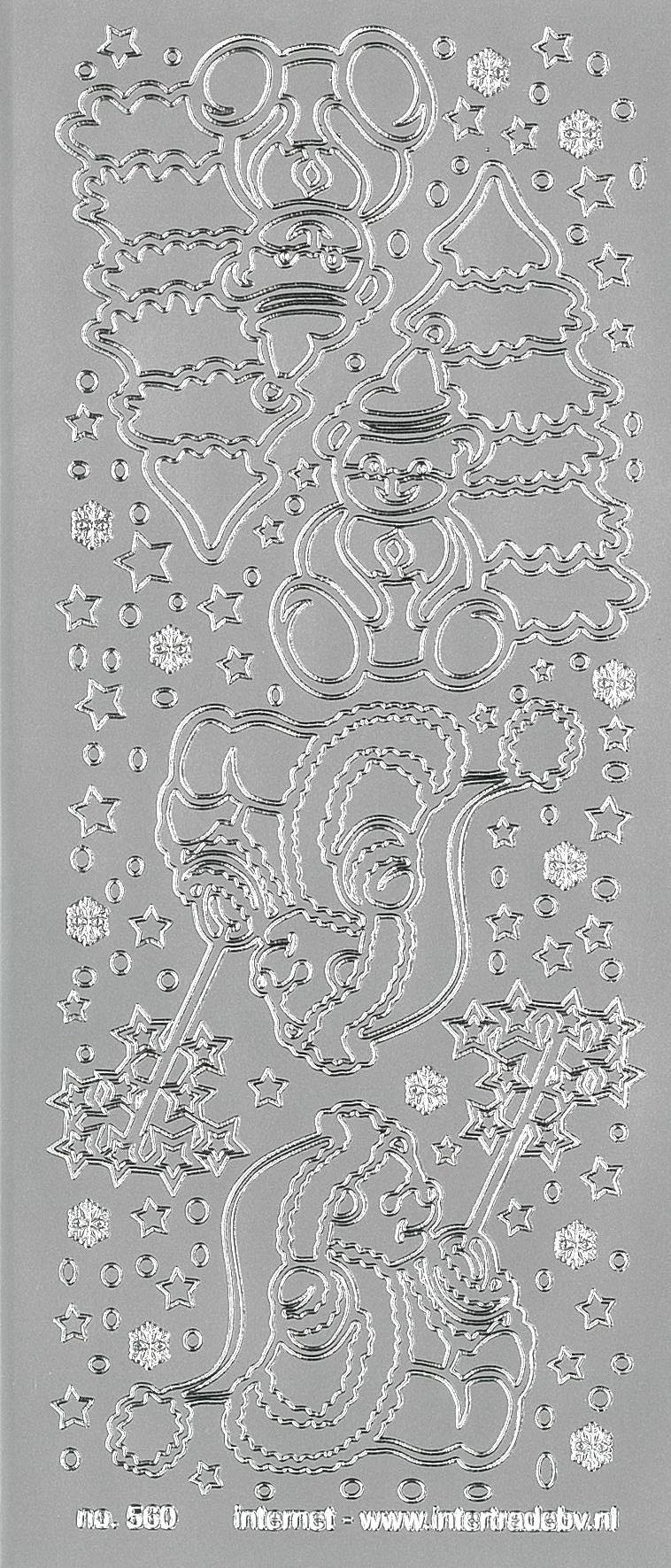 Stickers jul stjerner sølvfarvet no 560