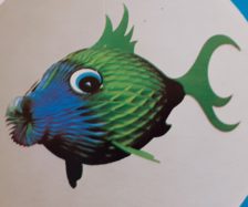 Fold ud fantasi fisk grøn og blå. 29 cm lang