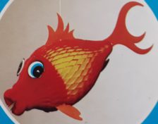 Fold ud fantasi fisk rød og gul 29 cm lang