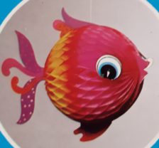 Fold ud fantasi fisk rund rød og gul